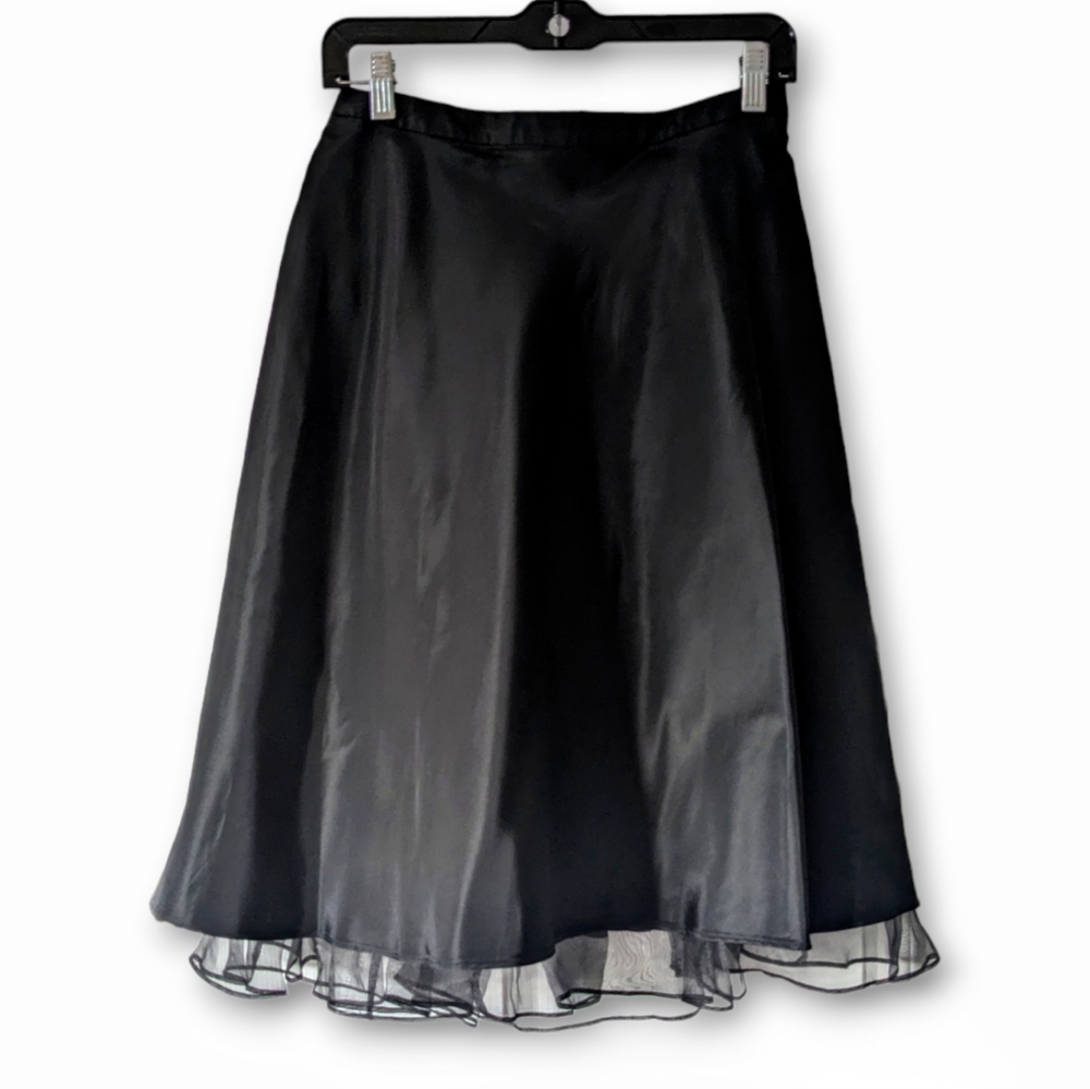 Shelli Segal Laundry NWT Size 4 Black Tulle Lined Flare A Line Midi Skirt